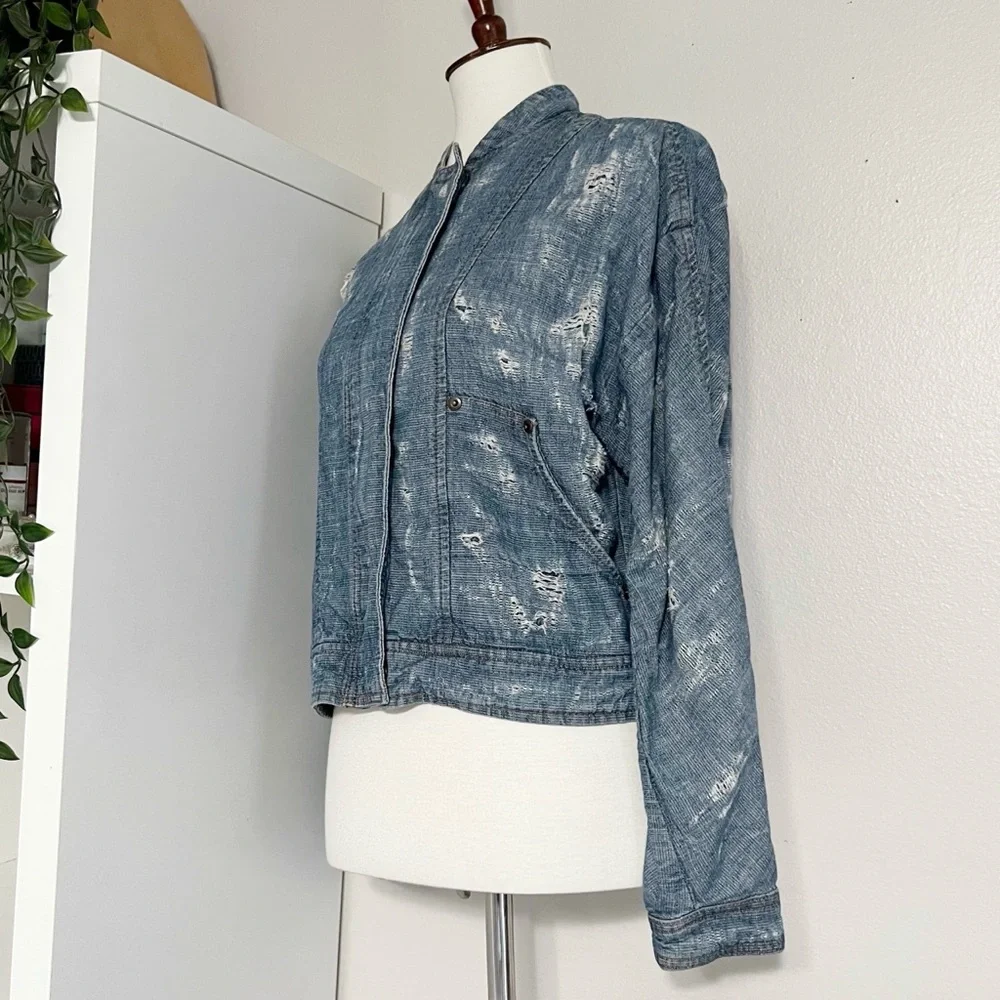 Free People Tattered Tennis Jacket In Indigo Size XS - Picture 8 of 12